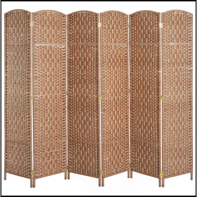 6' Tall Wicker Weave 6 Panel Room Divider Privacy Screen