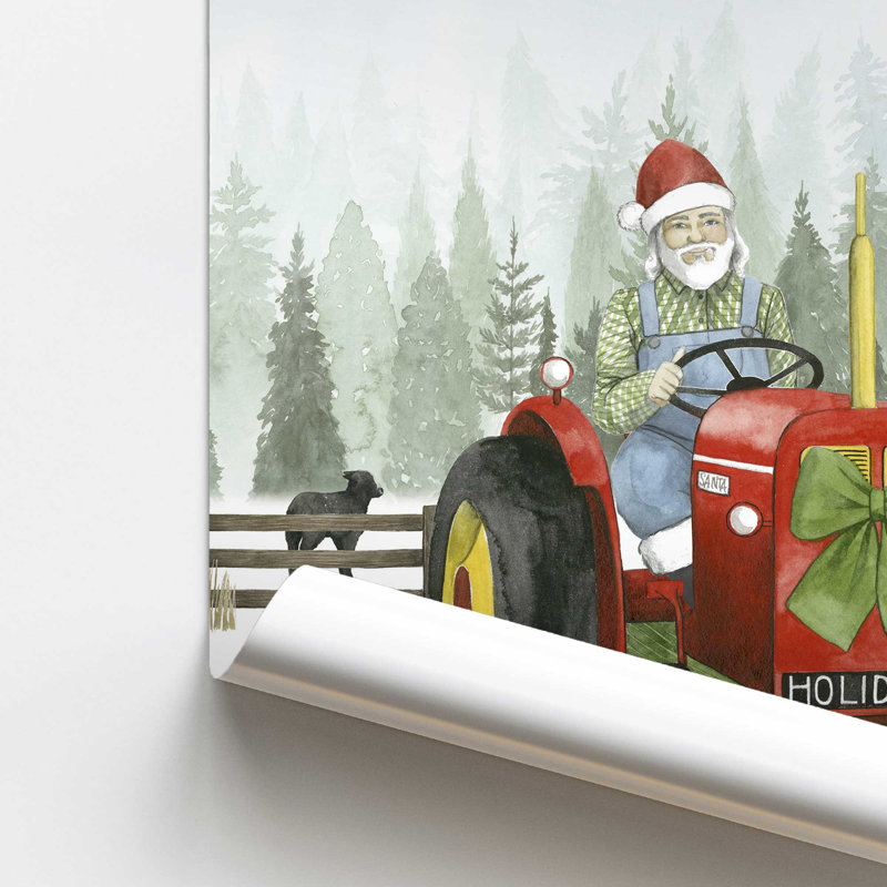 «Santa's Christmas Tractor Ride I Print», Sans cadre, papier, H 16 po x l 20 po