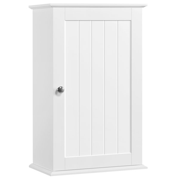 White Bathroom Wall Cabinet Storage 2 Door Cupboard MDF Shelves Vanity Unit