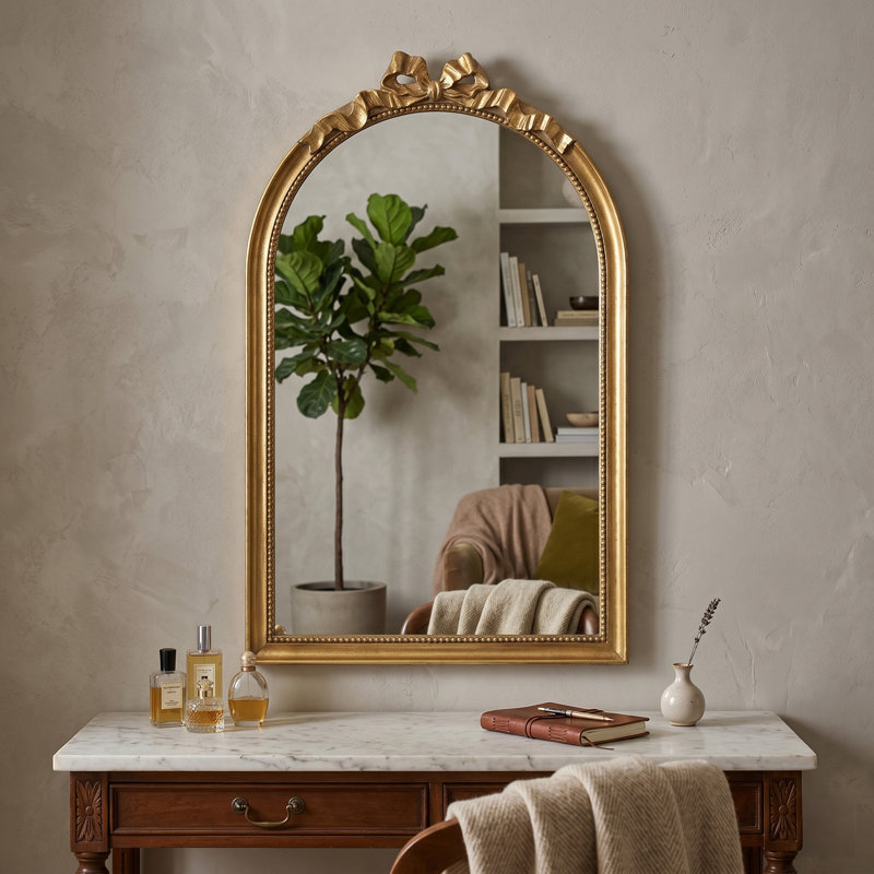 Miren Arched Ornate Wall Mirror, 37.3" x 23.5"