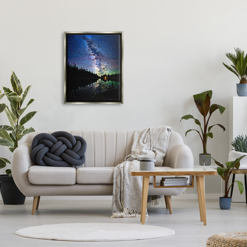 «Nebula Over Lake Landscape» par Lena Owens, H 31 po x l 25 po x P 1,7 po, Cadre flottant gris lustré