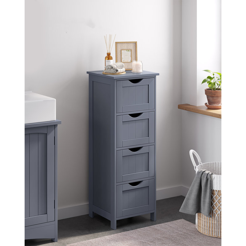 Freestanding Bathroom Storage Cabinet with Four Drawers, Grey