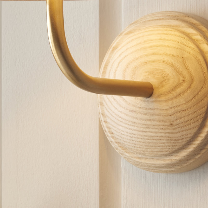 Wood Arc Wall Fitting finished in Ash wood and BrAgedBrass