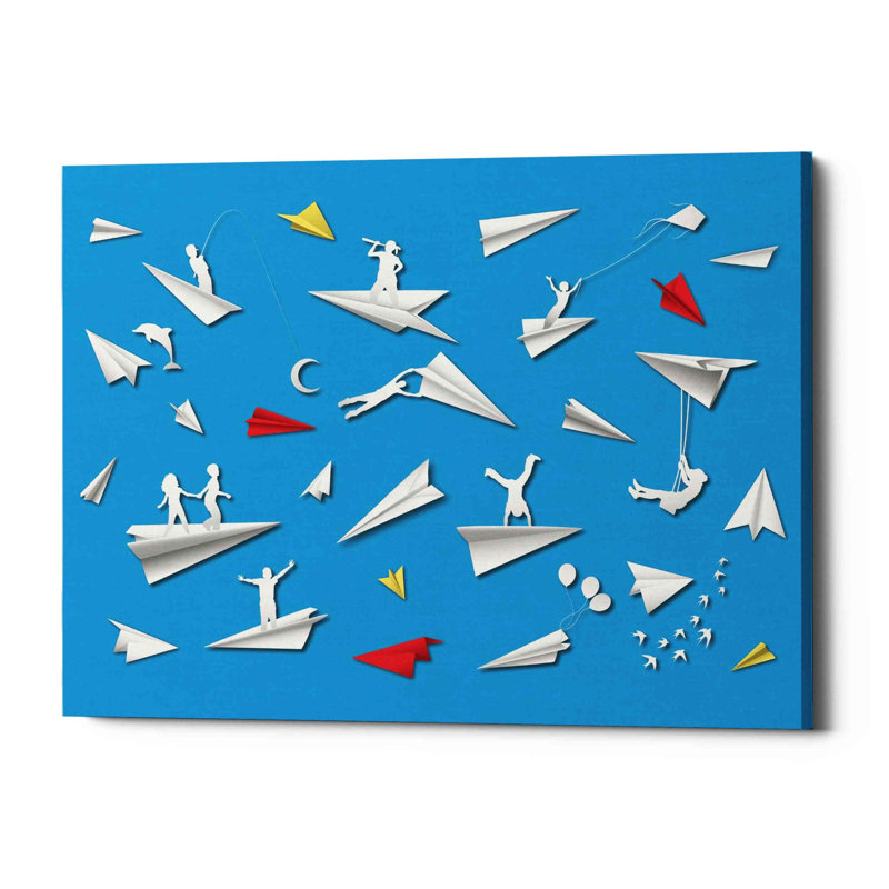 «Paper Planes», art mural sur toile, H 40 po l 54 po x P 1,5 po