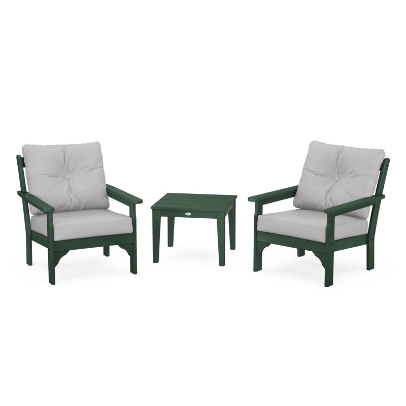 Vineyard 3-Piece Deep Seating Set, Granite, Green