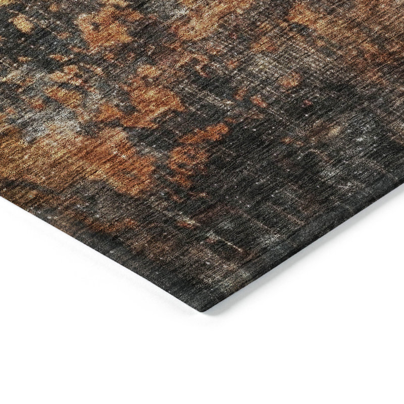 Addison Paprika Abstract Washable Synthetic Indoor/Outdoor Rug 1'8" x 2'6"