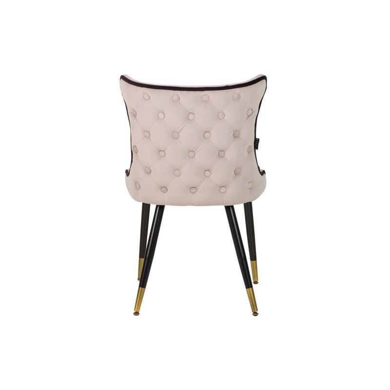 111.76cm H Tufted Velvet Upholstered Side Chair, Grey/Black
