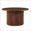 Table basse Mid-Century en placage de bois de noyer avec base en métal, ronde de 27,56 pouces, peu encombrante pour le salon