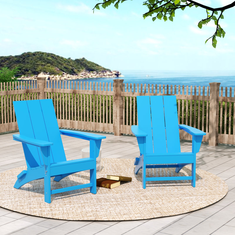 Joubert Foldable Outdoor Adirondack Set, Pacific Blue