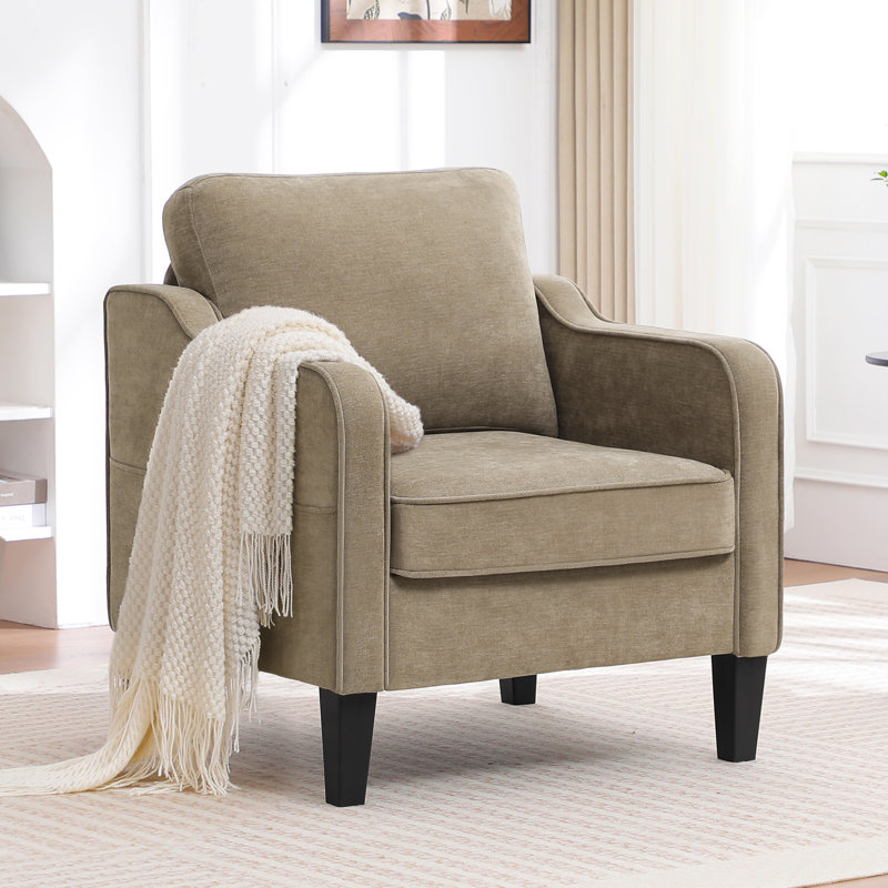 Mid-Century Accent Chairs Featuring Removable Cushions, Brown