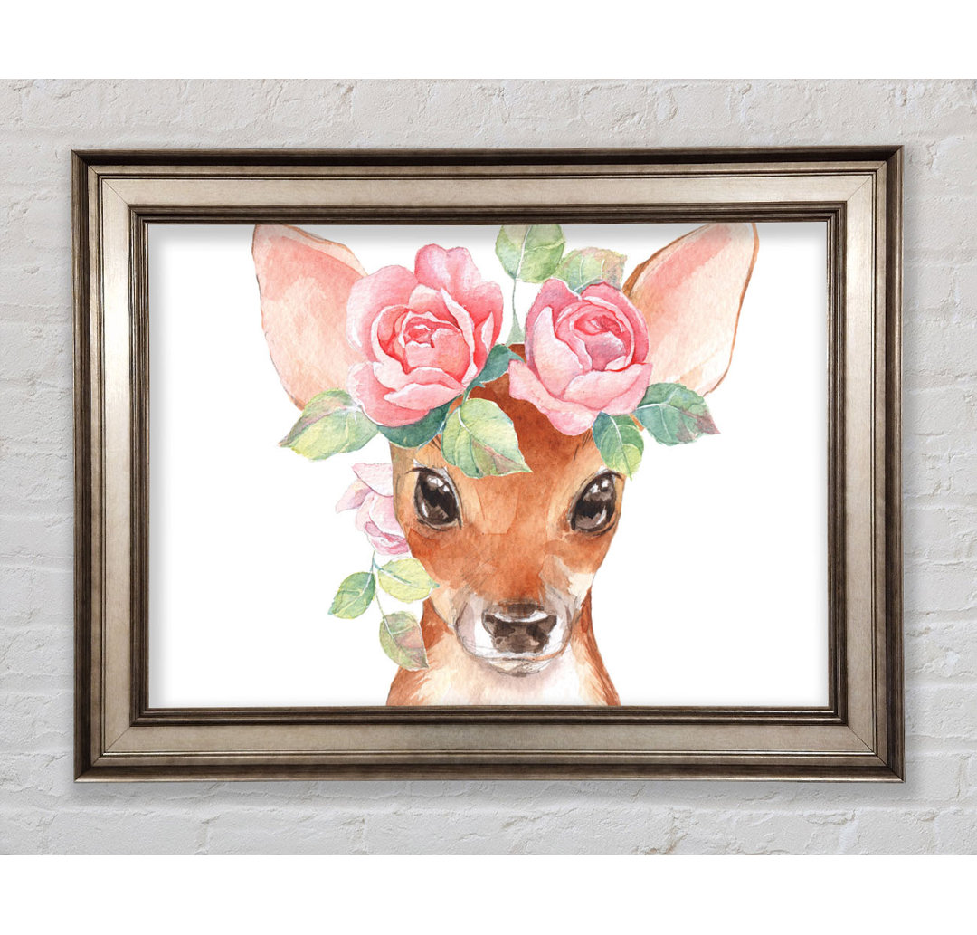 Water Colour Floral Deer - Einzelner Bilderrahmen Kunstdrucke