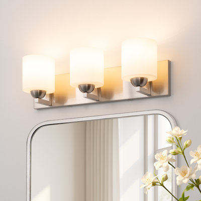 Lepe Metal Vanity Light with Opal Glass Shades 