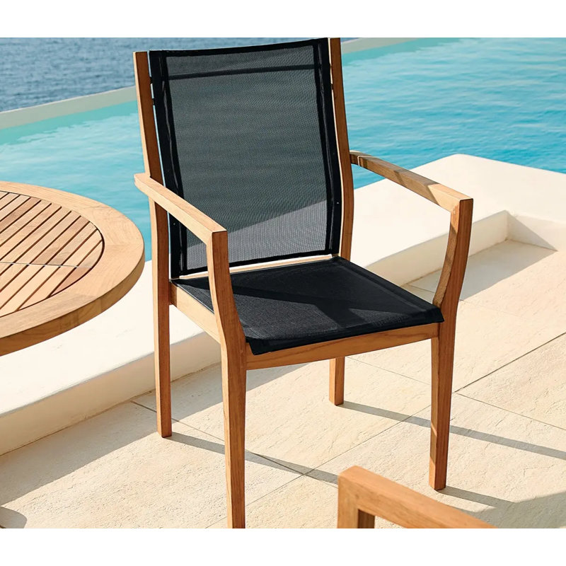 Horizon Outdoor Teak Dining Armchair, Pearl