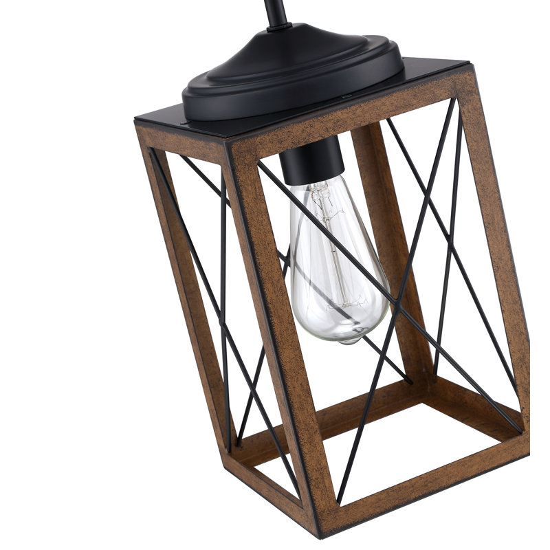 Gracela 1 - Light Lantern Rectangle Pendant, Brown/Black, 62.25" H x 6.5" W x 6.5" D