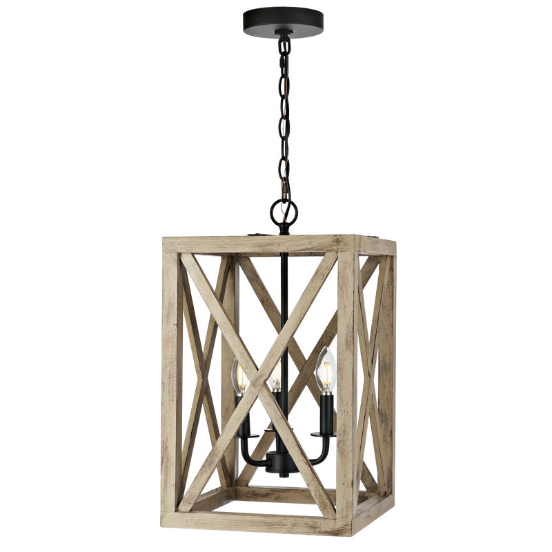 Luminaire suspendu rectangulaire 3 lumières lanternes Zhu