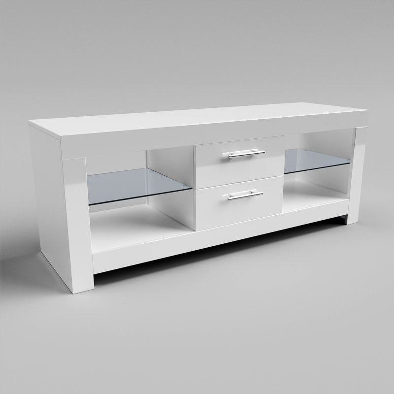 Bissett 130L x 40W x 50H cm High Gloss TV Stand / TV Cabinet (TVS Series) for up to 50" TVs, White
