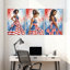 «American Flag Dress Woman Portrait Art», ensemble de 3 impressions murales sur toile