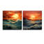«Bold Beach Sunset Scenery - Coastal Sunset», ensemble de 2 peintures murales en acrylique sur verre-103921292