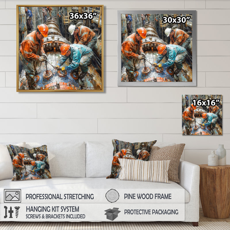 Décorations murales grises et grises grises orange, Toile encadrée flottée blanche, H 16 po x l 16 po x P 1 po