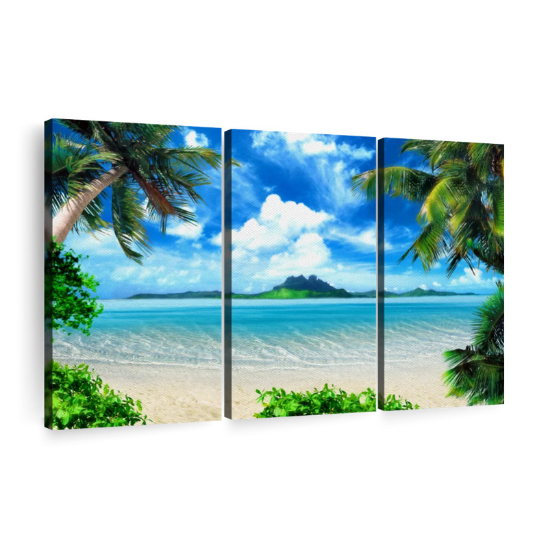 «Serene Beach Scene», reproduction d'art sur toile, H 48 po x l 74 po x P 1,25 po