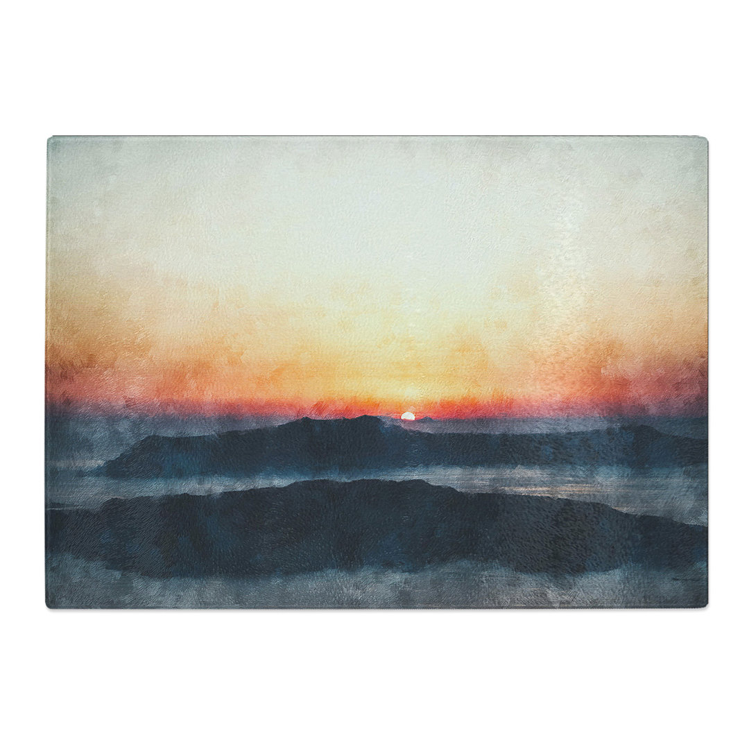 Tempered Glass Sunrise in Greece Chopping Board