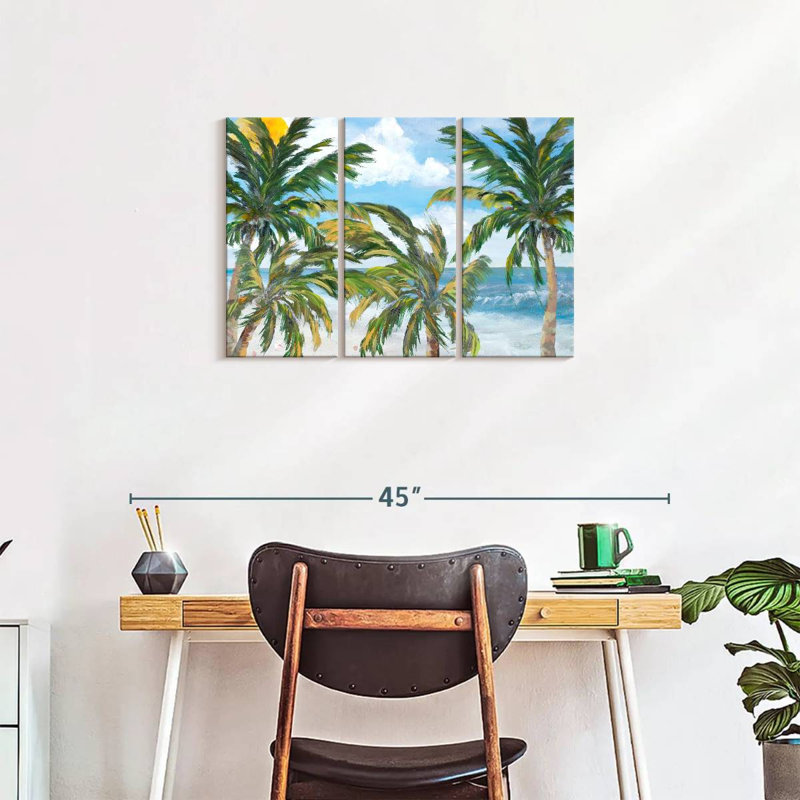 «Tropical Trees Paradise», impression sur toile tendue 3 pièces, H 20 po x l 33 po x P 1,25 po