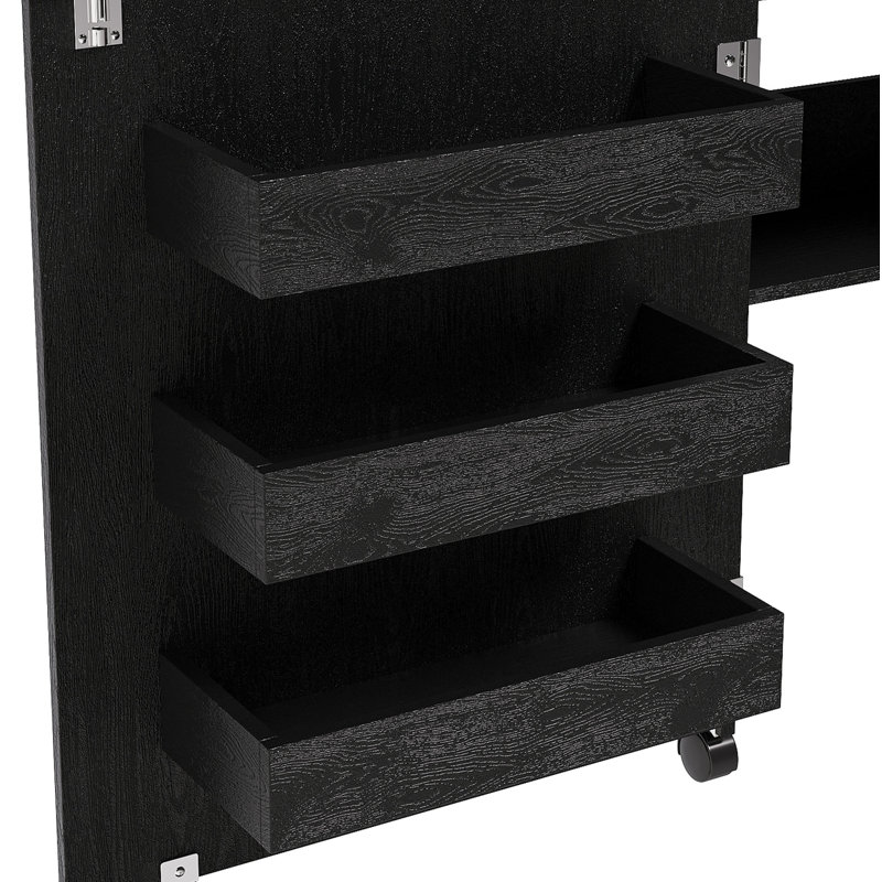 Table de couture pliante 4-en-1 45,67 "avec roues verrouillables - Poste de travail multifonctionnel, table de bout, bureau d'ordinateur et rangement de cuisine avec tablettes, table de machine à coudre roulante pour appartements