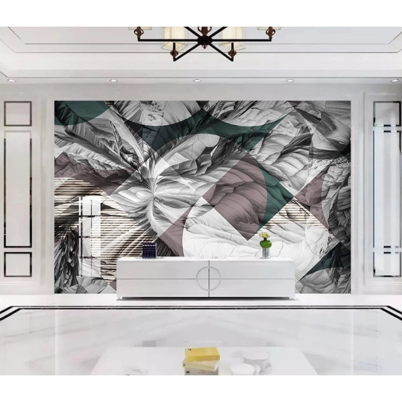 Abstract Square Design Gray White Background Removable Wallpaper, 9" L x 15" W