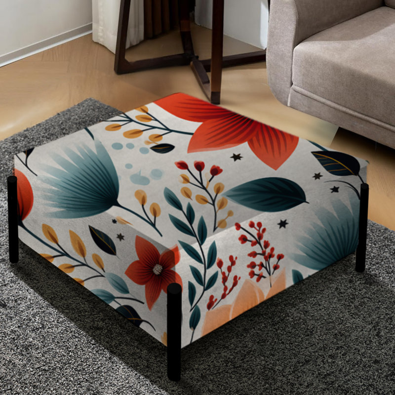Moroccan Influence Floral Dreams - Grand repose-pieds carré floral