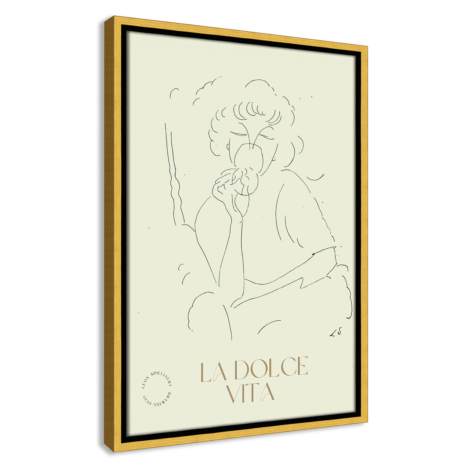 Dottie "La Dolce Vita" Print, 19.5" H x 13.5" W, Gold