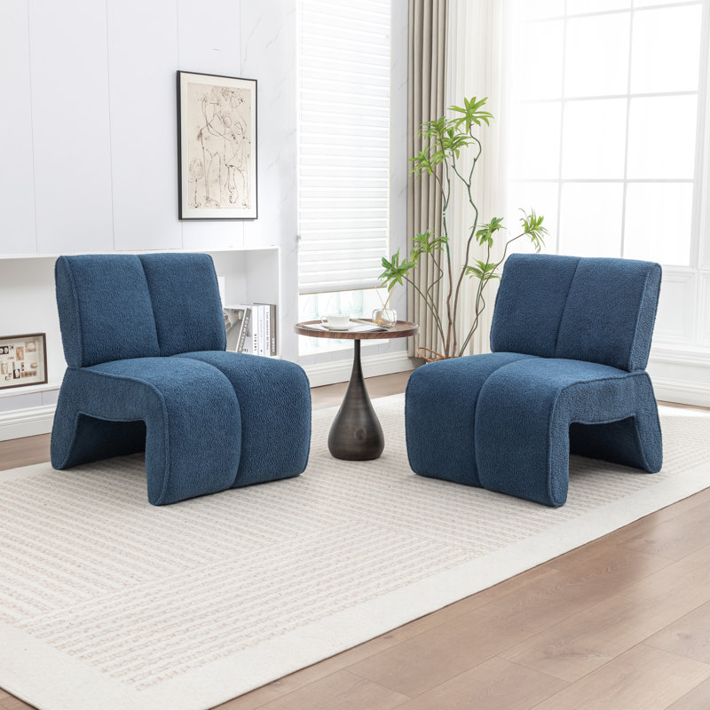 Mathias Upholstered Faux Fur Accent Chair, Navy