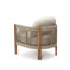 Fauteuil d'extérieur en bois d'acacia avec dossier et coussins en corde tissée à la main