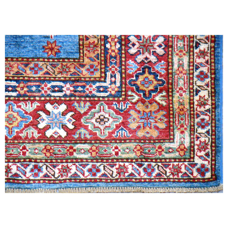 Wool Oriental Area Rug in Red/Light Blue/Orange