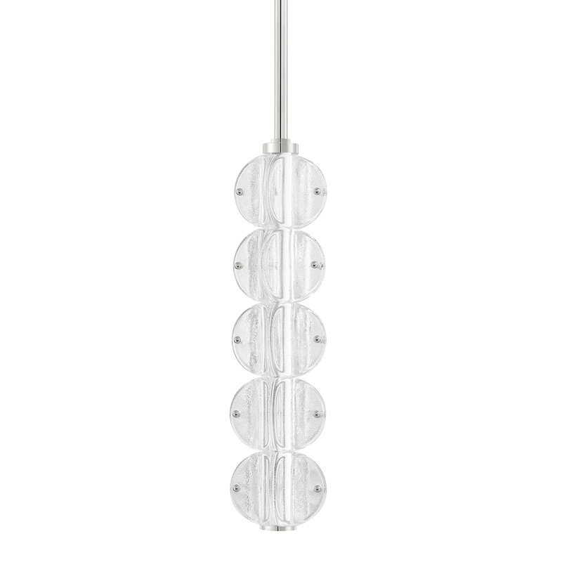 Luminaire suspendu 5 lumières Lindley, Nickel poli