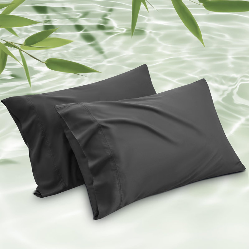 Rayon from Bamboo Cooling Pillowcase, Black, King Pillowcase