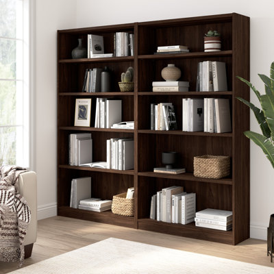 Doyno Tall 5 Shelf Bookcase - Set of 2, Storage and Display Bookshelves for Home Office and Living Room