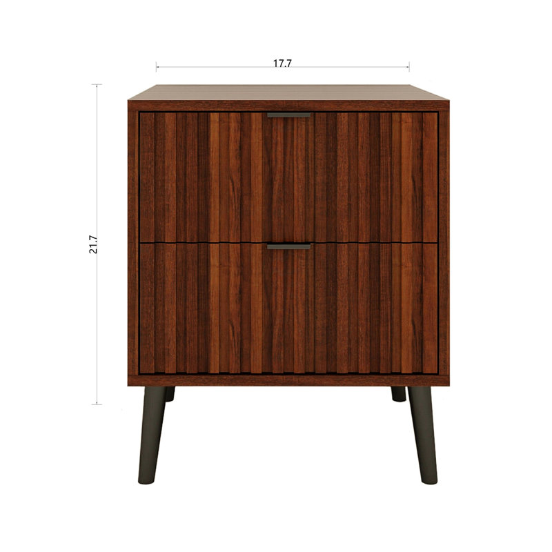 Table de chevet polyvalente à 2 tiroirs en bois brun, fabrication en bois d'ingénierie, armoire de chevet pratique pour la chambre à coucher, couleur café, solution de rangement