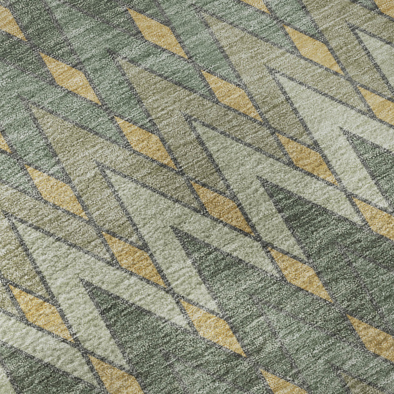 Tapis géométrique Premium lavable à la machine Villers AMF2558, Basilic, 10' x 14'