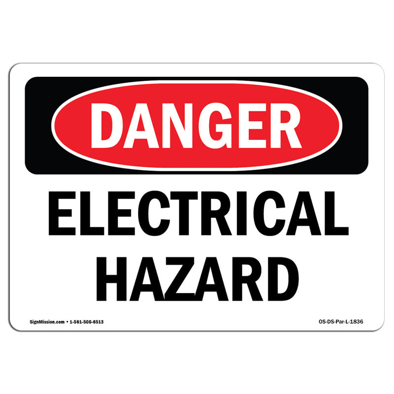Panneau de danger électrique OSHA, H 12 po x l 18 po x P 0,1 po