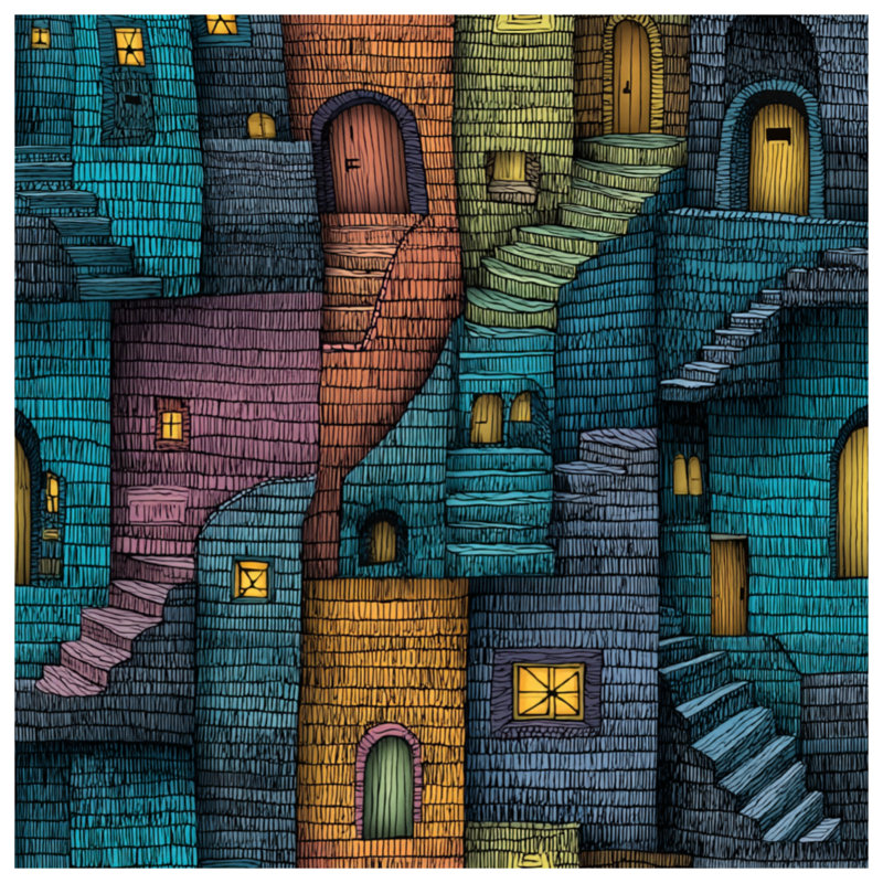 Rideau de douche Colorful Buildings - Architecture salle de bain éclectique, 70in W x 72in H