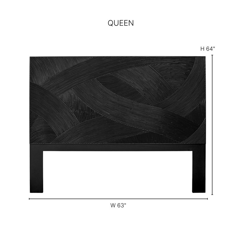 Swirl Rattan Queen Standard Bed, Natural, Queen, Black