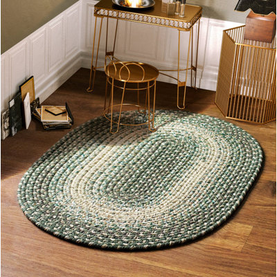 Tapis tressé vert forêt/beige Amabella