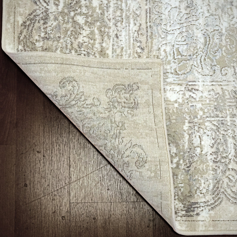 Tapis beige/bleu Karlee, Rectangle 2 pi x 3 pi 5 po