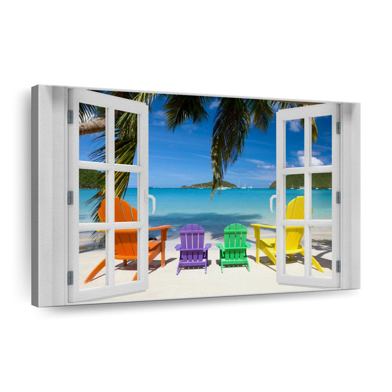 Window to Vibrant Beach - Impression sur toile tendue, H 26 po x l 39 po x P 1,25 po