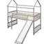 Lit mezzanine simple avec glissade, gris - moderne et élégant. Vaste espace de rangement stable. Conception pour la chambre à coucher-1205032892