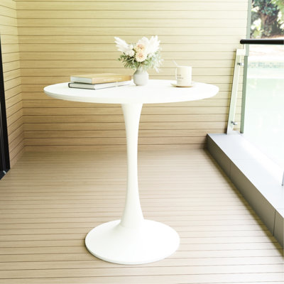 Mid-Century, table de salle à manger ronde en tulipe blanche de 31,5 po, plateau de table, base à piédestal, table basse 31,5 po et conversation, conception Century, plateau de table, 2 sièges 4