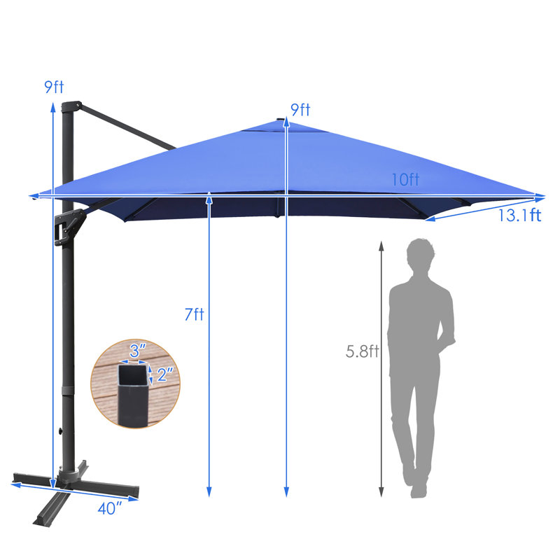 Parasol en porte-à-faux 120 po Abdullatif, Marine