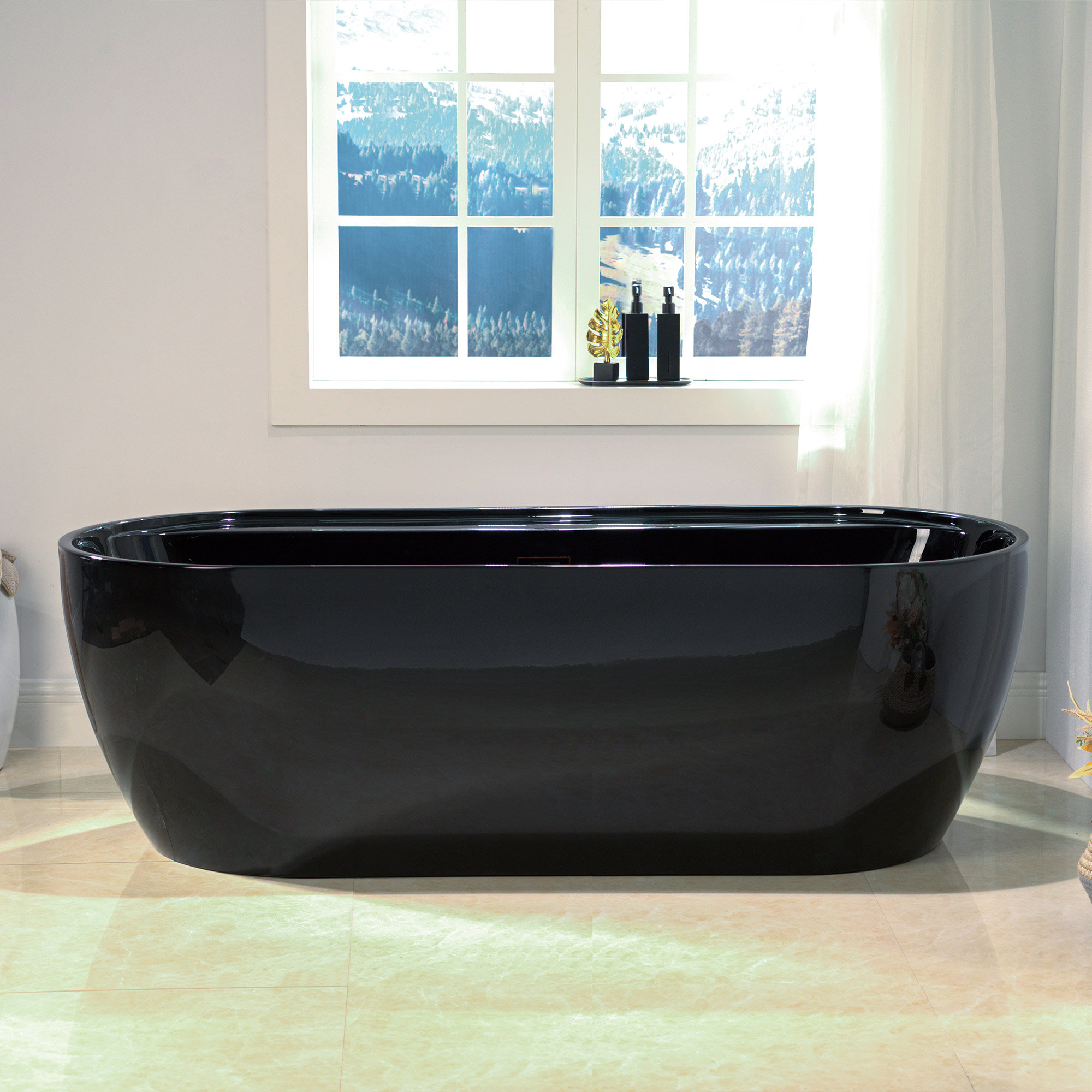 WoodBridge 72'' x 35.375'' Freestanding Acrylic Double Ended Bathtub ...