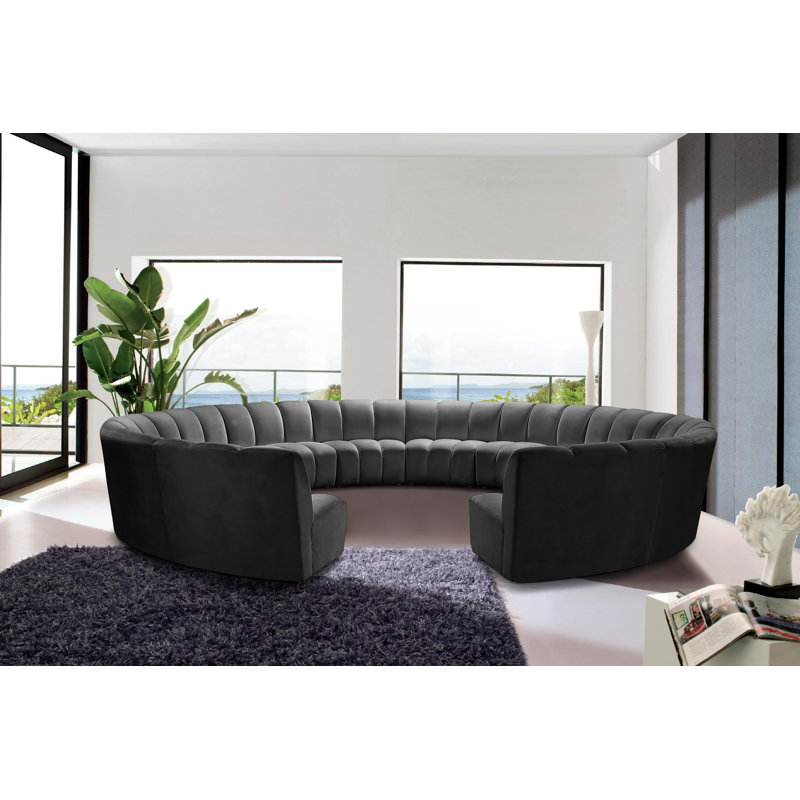 Canapé modulaire en velours Infinity, Velours gris, 12 pièces