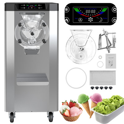 Sorbetière 2000W commerciale à service doux et dur - rendement de 4,8 à 6,3 gallons par heure, saveurs simples, autonettoyante, affichage à DEL, rasoir en acier inoxydable de 6 L, 115 V, pour les restaurants, les cafés, les bars et la maison
